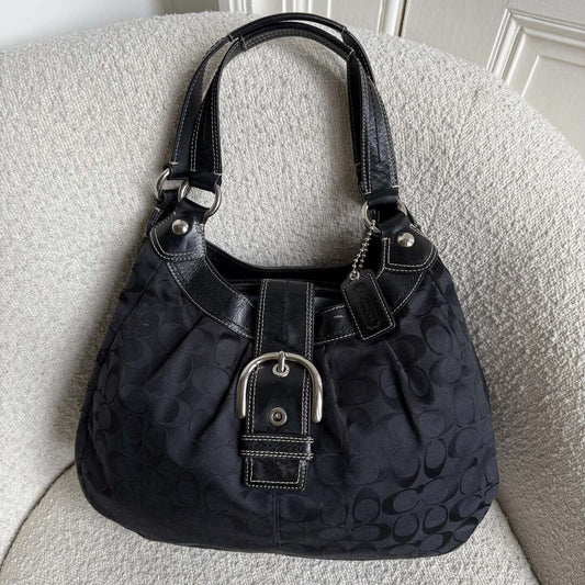 Coach Signature Hobo Black Shoulder Bag