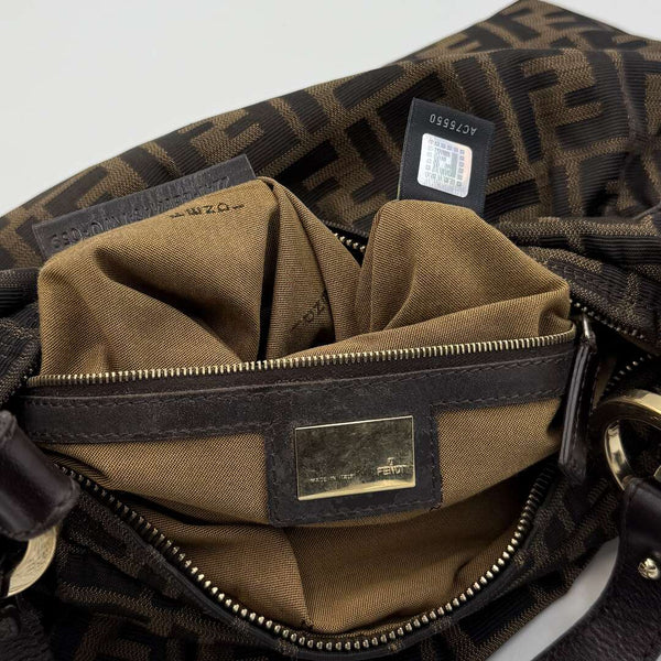 Fendi Zucca Charm Shoulder Bag