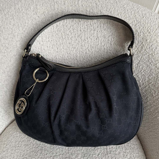 Gucci GG Canvas Sukey Black Tote Bag
