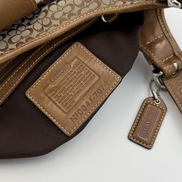 Coach Mini Signature Hobo Buckle Brown Shoulder Bag