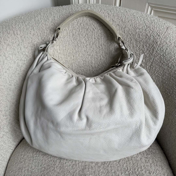 Miu Miu Hobo Bow Leather White Shoulder Bag
