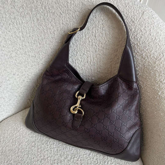 Gucci Guccissima Jackie Leather Brown Shoulder Bag