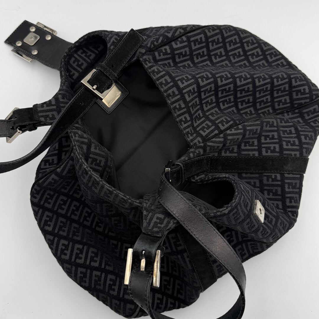 Fendi Zucchino Denim Grey Tote Bag