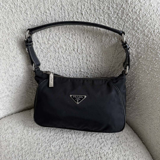 Prada Tessuto Hobo Nylon Black Shoulder Bag