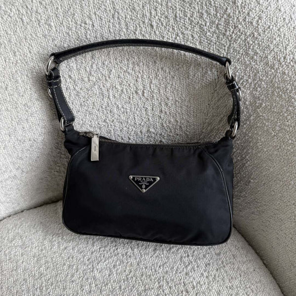 Prada Tessuto Hobo Nylon Black Shoulder Bag
