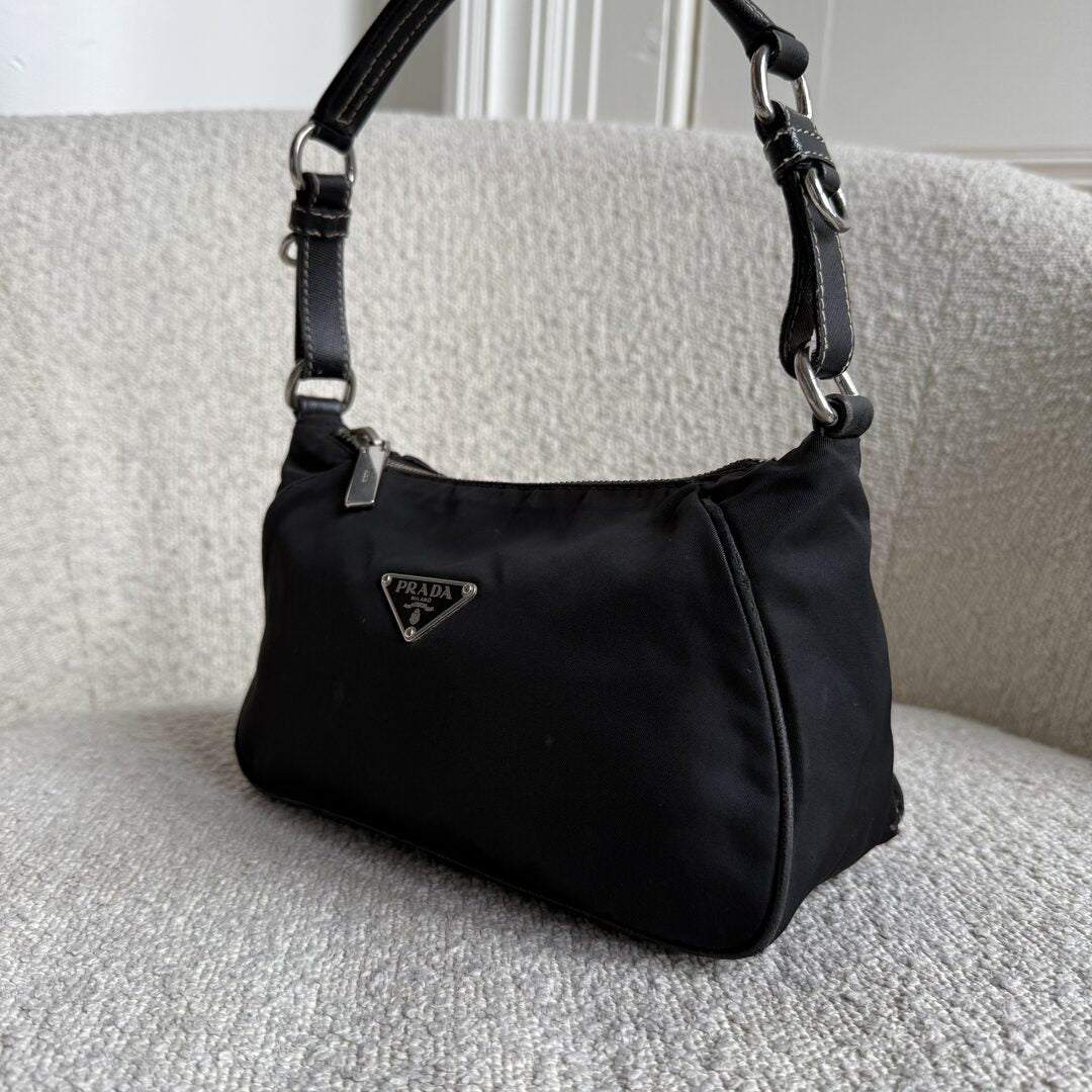 Prada Tessuto Hobo Nylon Black Shoulder Bag