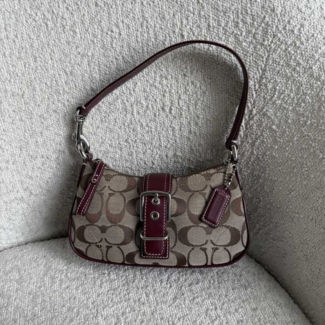 Coach Signature Mini Buckle Burgundy Shoulder Bag