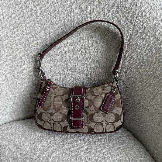 Coach Signature Mini Buckle Burgundy Shoulder Bag