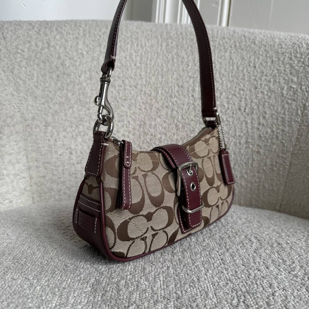 Coach Signature Mini Buckle Burgundy Shoulder Bag