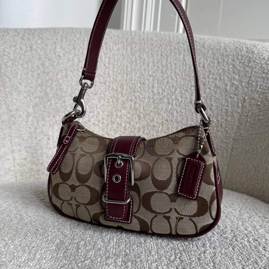 Coach Signature Mini Buckle Burgundy Shoulder Bag