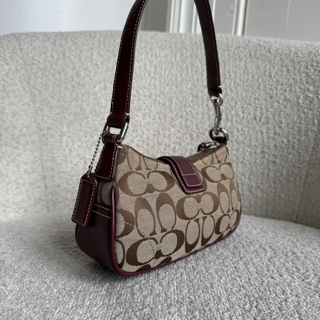 Coach Signature Mini Buckle Burgundy Shoulder Bag