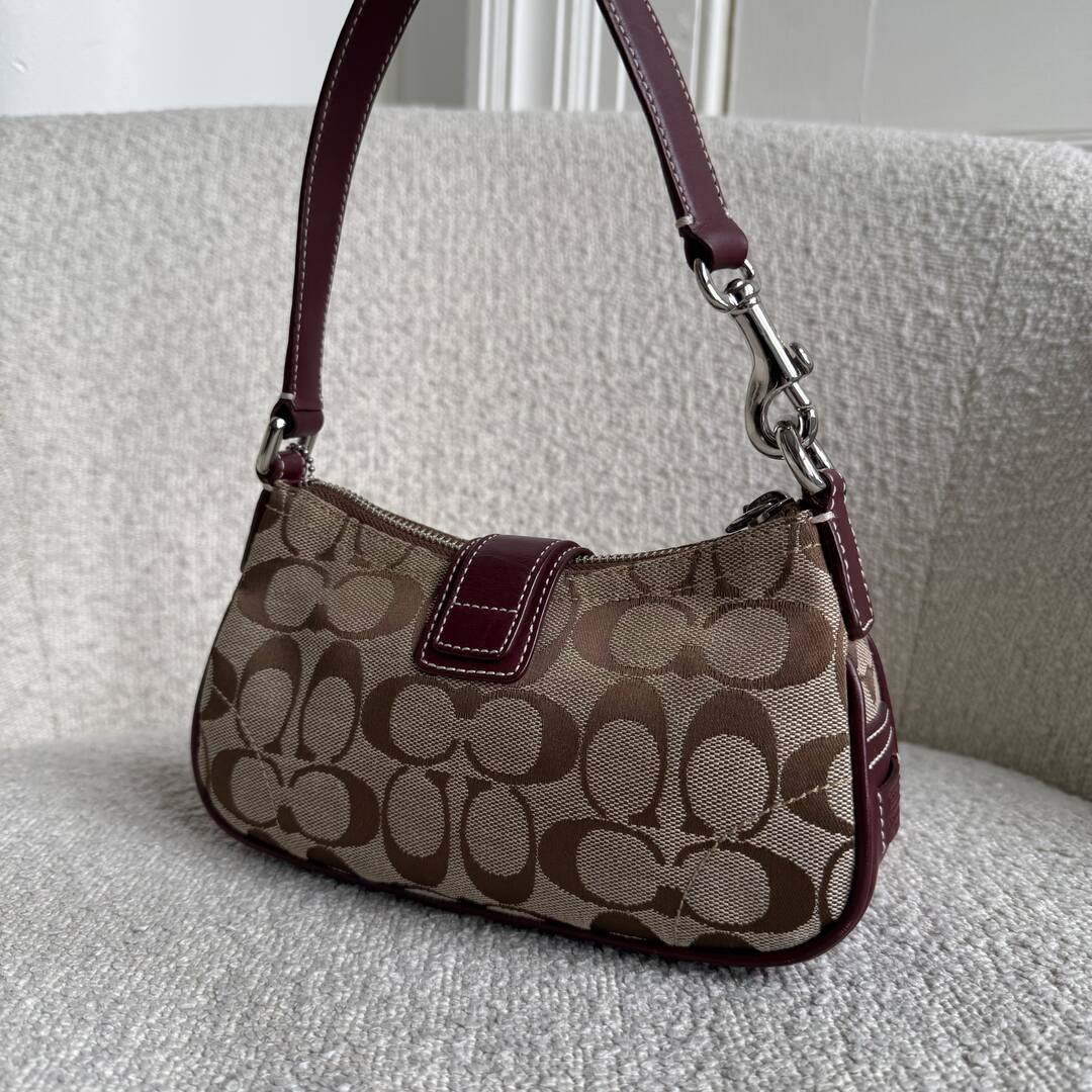 Coach Signature Mini Buckle Burgundy Shoulder Bag