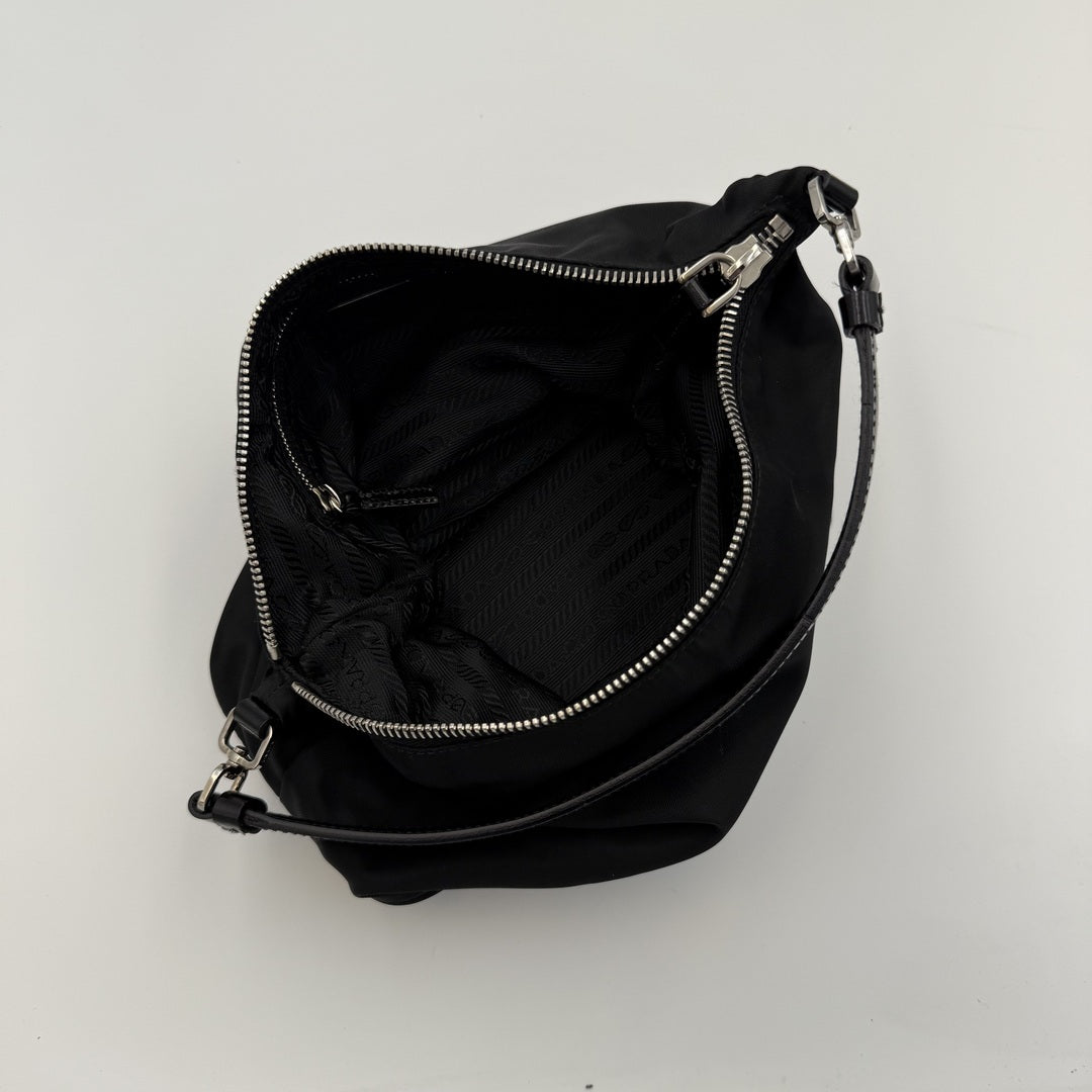 Prada Tessuto Hobo Nylon Black Mini Shoulder Bag