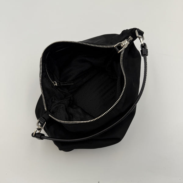 Prada Tessuto Hobo Nylon Black Mini Shoulder Bag
