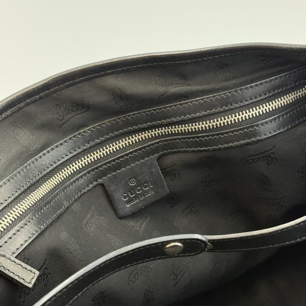 Gucci GG Canvas Twins Black Leather Tote Bag