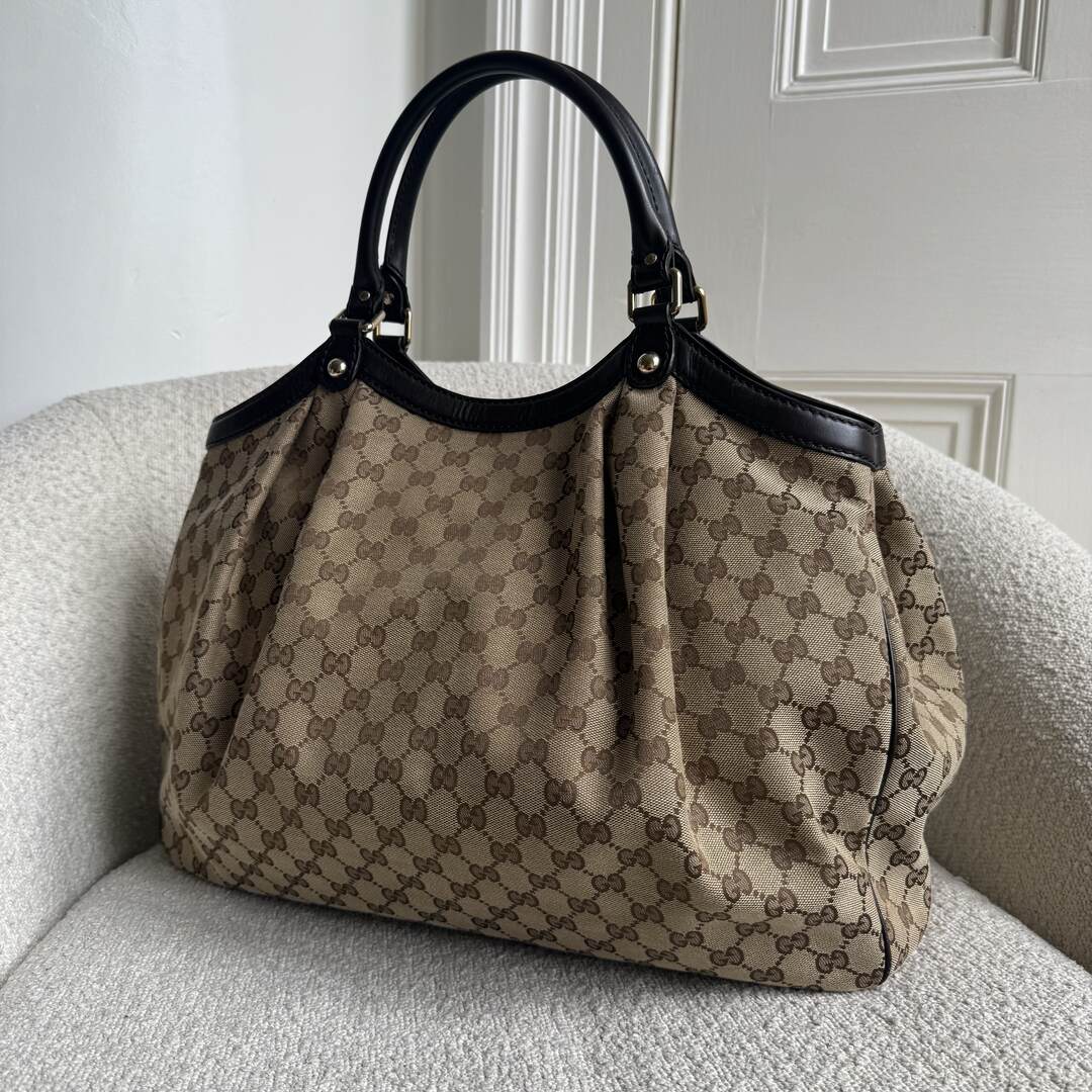 Gucci GG Canvas Sukey Brown Large Tote Bag