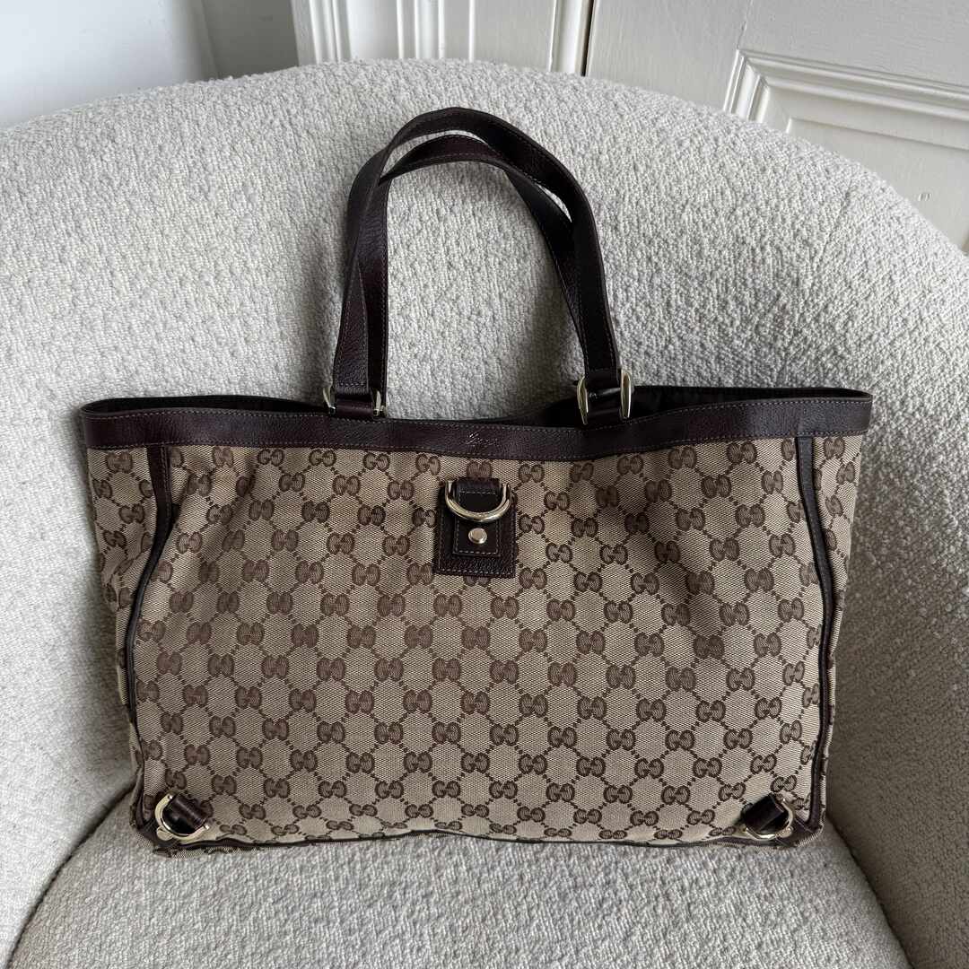 Gucci GG Canvas Abbey D-Ring Brown Tote Bag