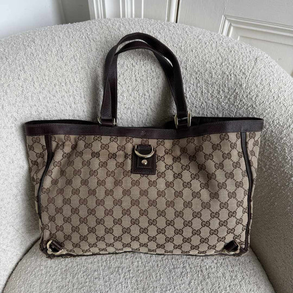 Gucci GG Canvas Abbey D-Ring Brown Tote Bag
