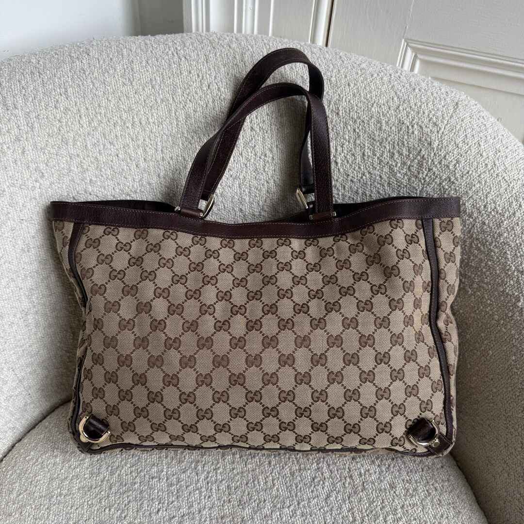 Gucci GG Canvas Abbey D-Ring Brown Tote Bag