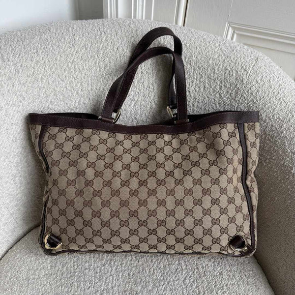 Gucci GG Canvas Abbey D-Ring Brown Tote Bag