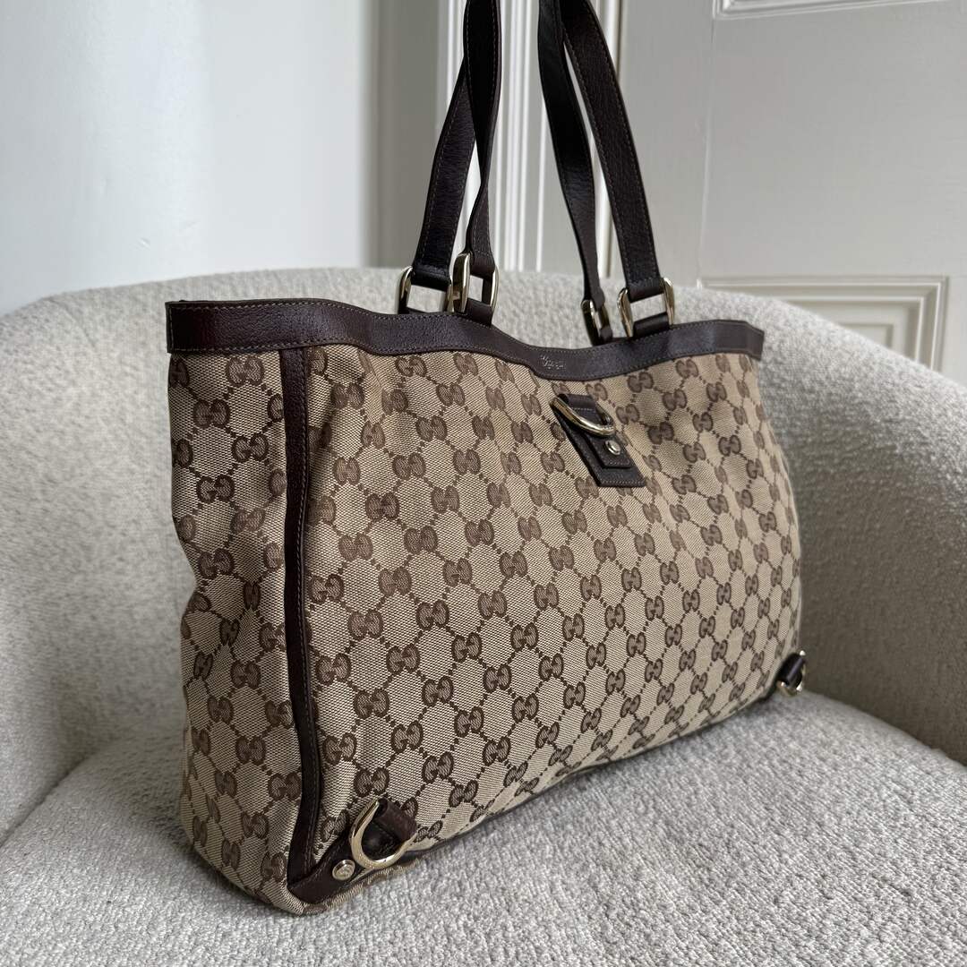 Gucci GG Canvas Abbey D-Ring Brown Tote Bag