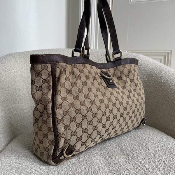 Gucci GG Canvas Abbey D-Ring Brown Tote Bag