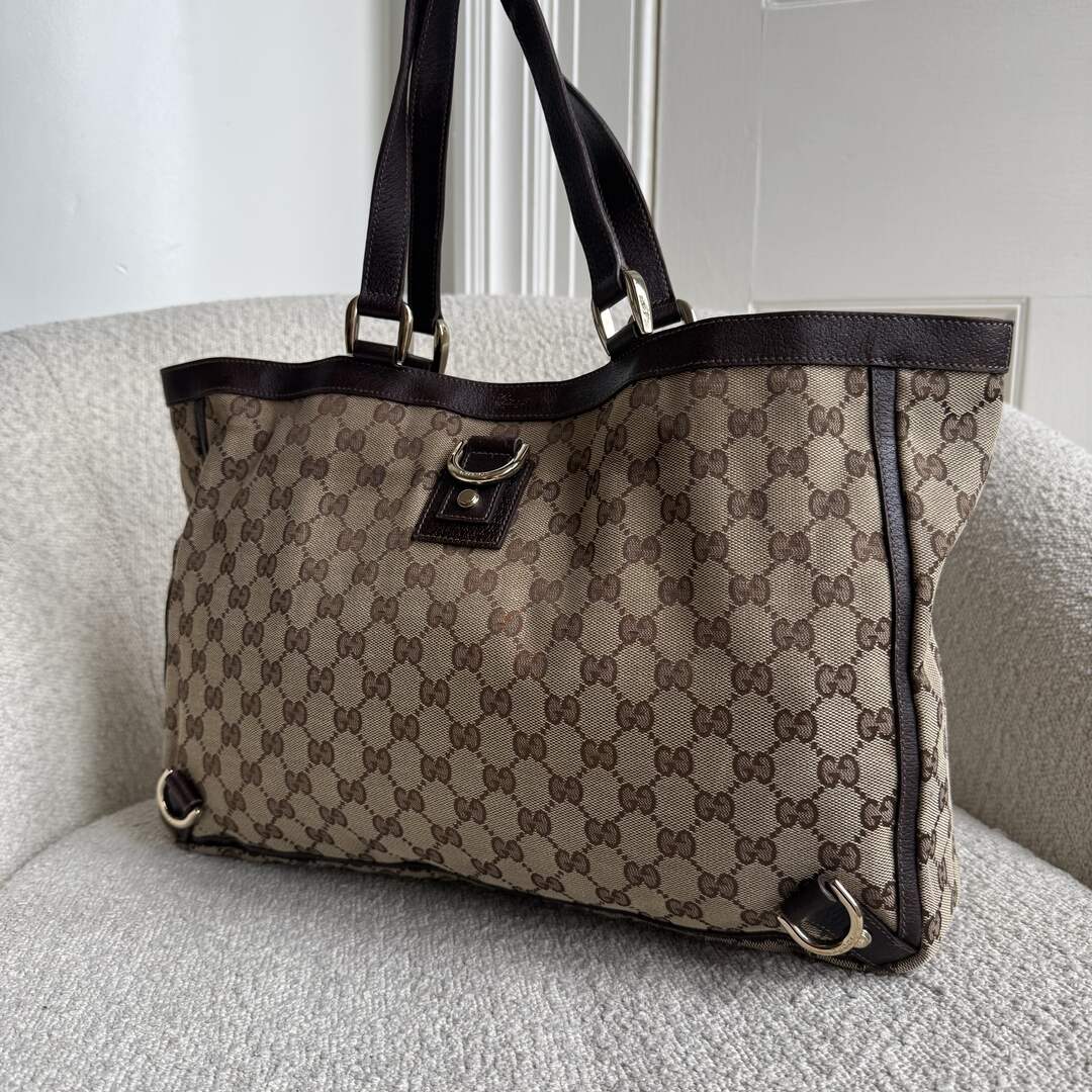 Gucci GG Canvas Abbey D-Ring Brown Tote Bag