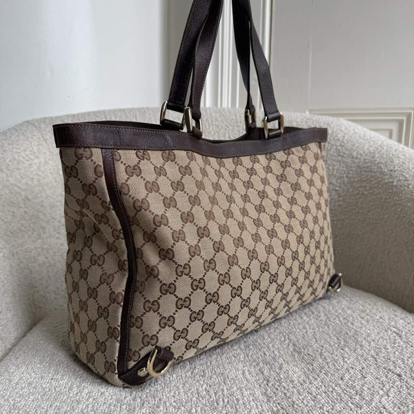 Gucci GG Canvas Abbey D-Ring Brown Tote Bag