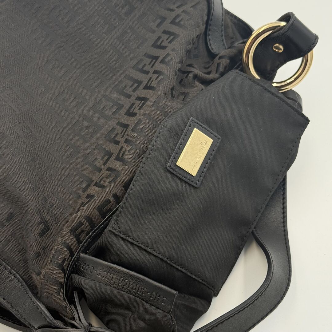 Fendi Zucchino Canvas Chef Brown Shoulder Bag