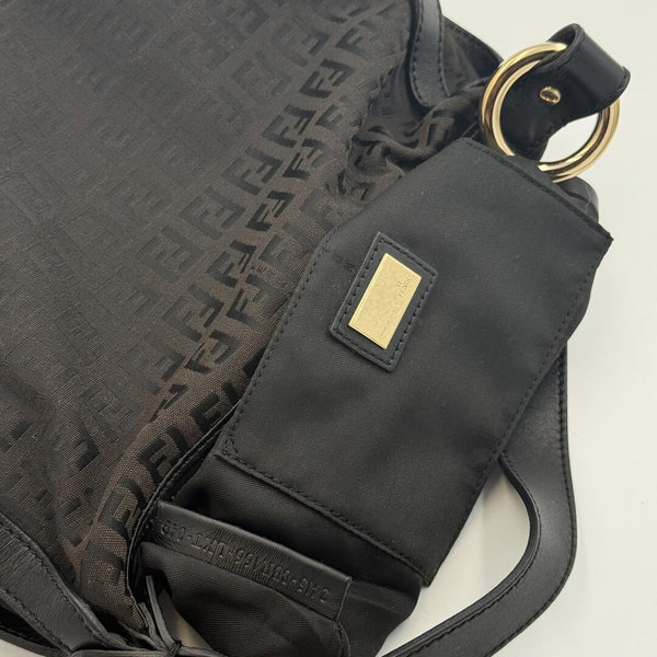 Fendi Zucchino Canvas Chef Brown Shoulder Bag