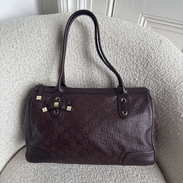 Gucci Guccissima Princy Brown Leather Tote Bag