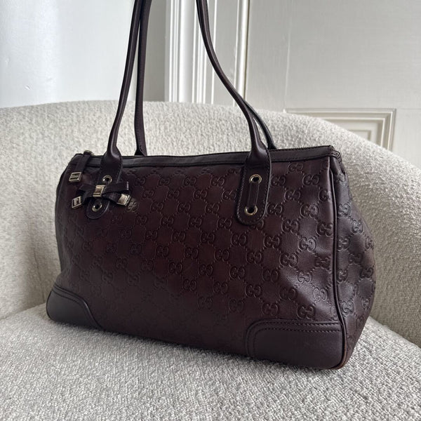 Gucci Guccissima Princy Brown Leather Tote Bag