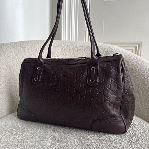 Gucci Guccissima Princy Brown Leather Tote Bag