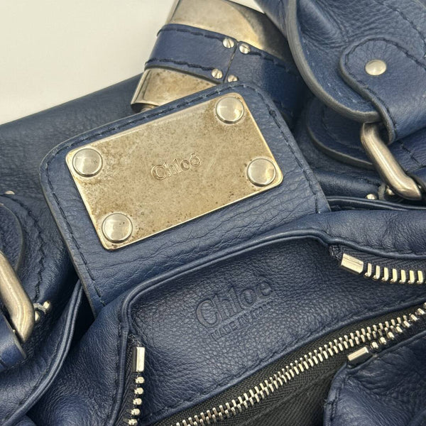 Chloe Paddington Leather Blue Handbag
