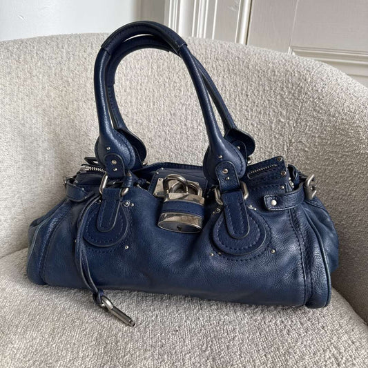 Chloe Paddington Leather Blue Handbag
