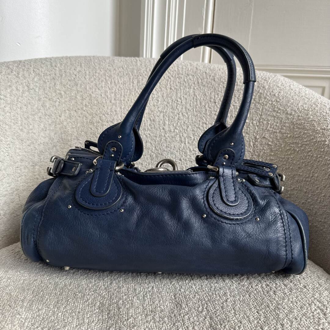 Chloe Paddington Leather Blue Handbag