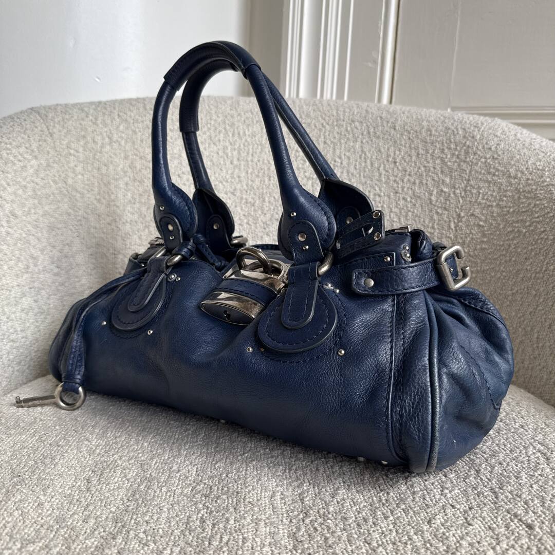 Chloe Paddington Leather Blue Handbag