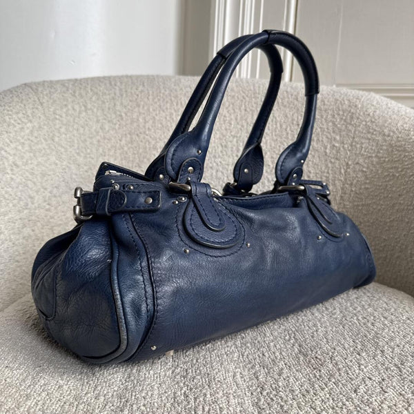 Chloe Paddington Leather Blue Handbag