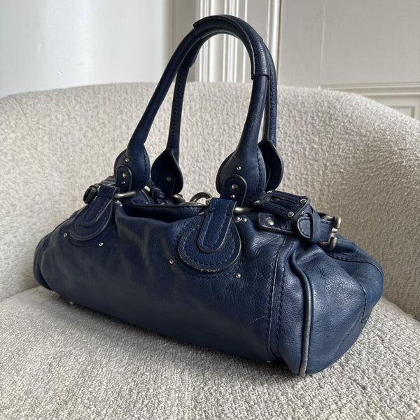 Chloe Paddington Leather Blue Handbag