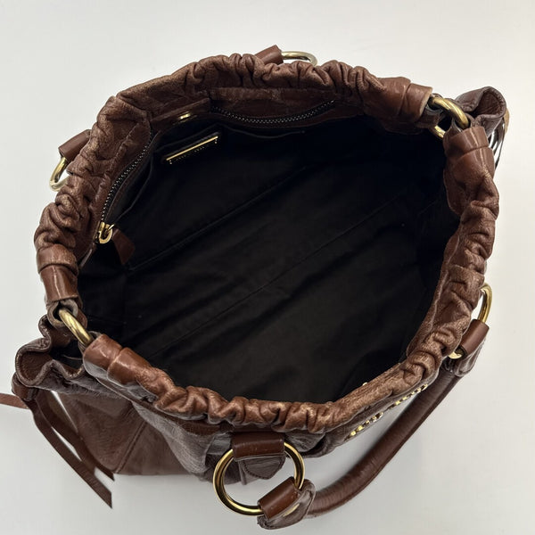 Miu Miu Vitello Leather Brown Handbag