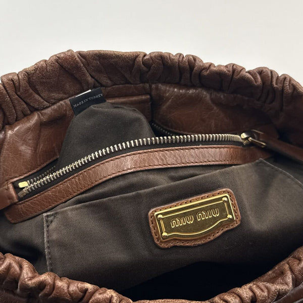 Miu Miu Vitello Leather Brown Handbag