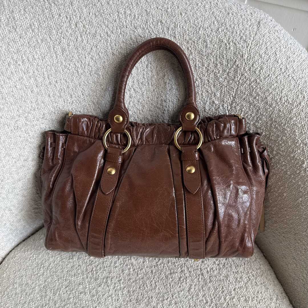 Miu Miu Vitello Leather Brown Handbag