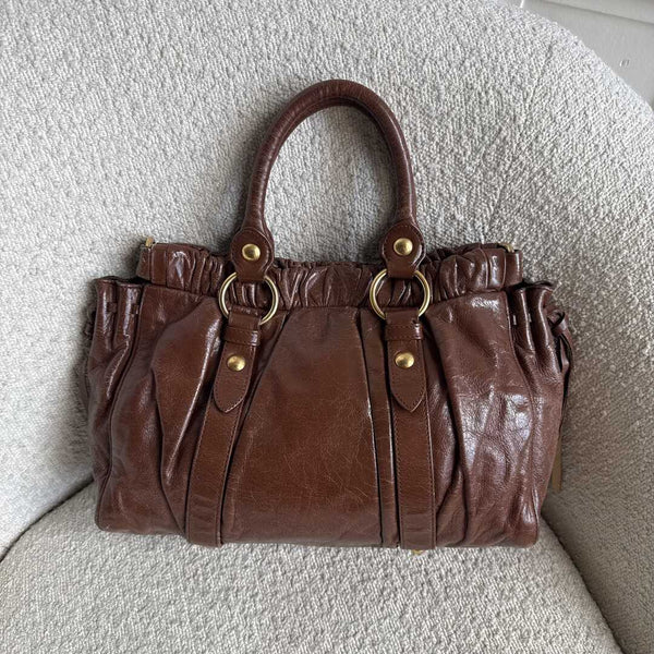 Miu Miu Vitello Leather Brown Handbag
