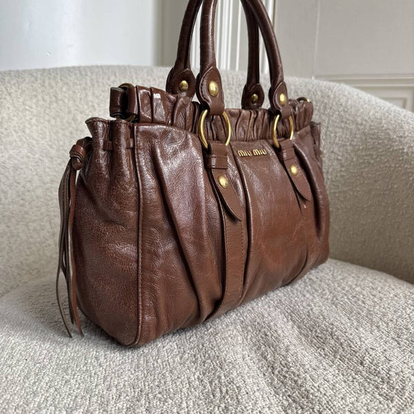 Miu Miu Vitello Leather Brown Handbag