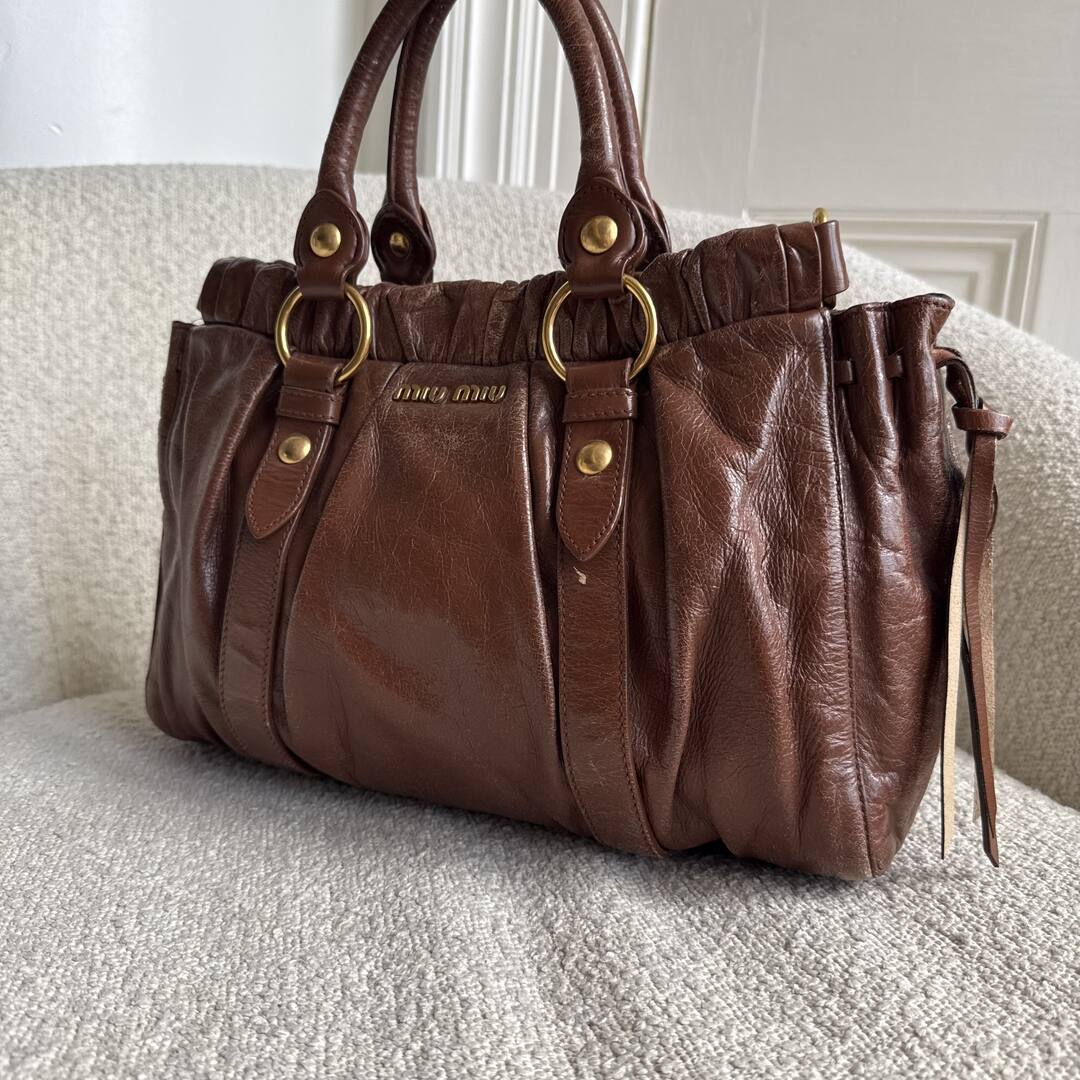 Miu Miu Vitello Leather Brown Handbag