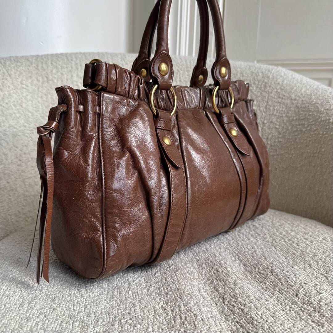 Miu Miu Vitello Leather Brown Handbag