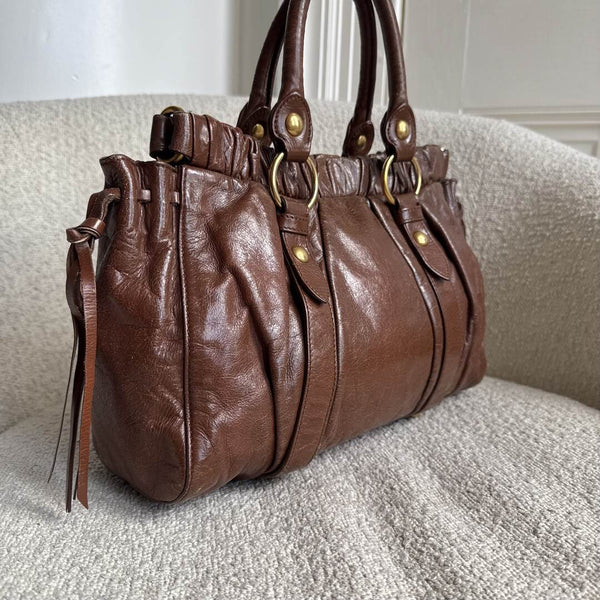 Miu Miu Vitello Leather Brown Handbag