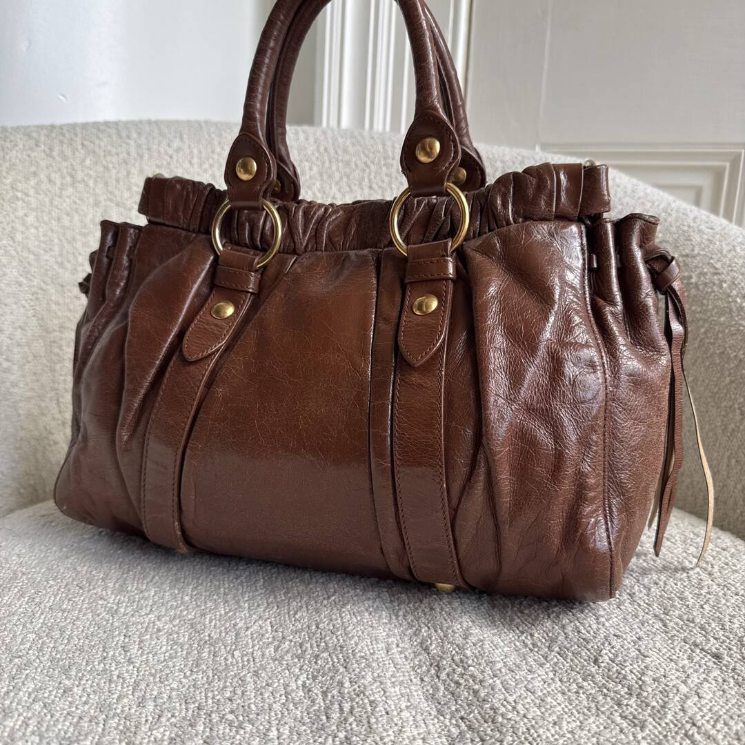 Miu Miu Vitello Leather Brown Handbag