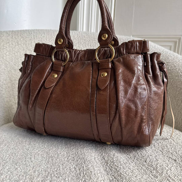 Miu Miu Vitello Leather Brown Handbag