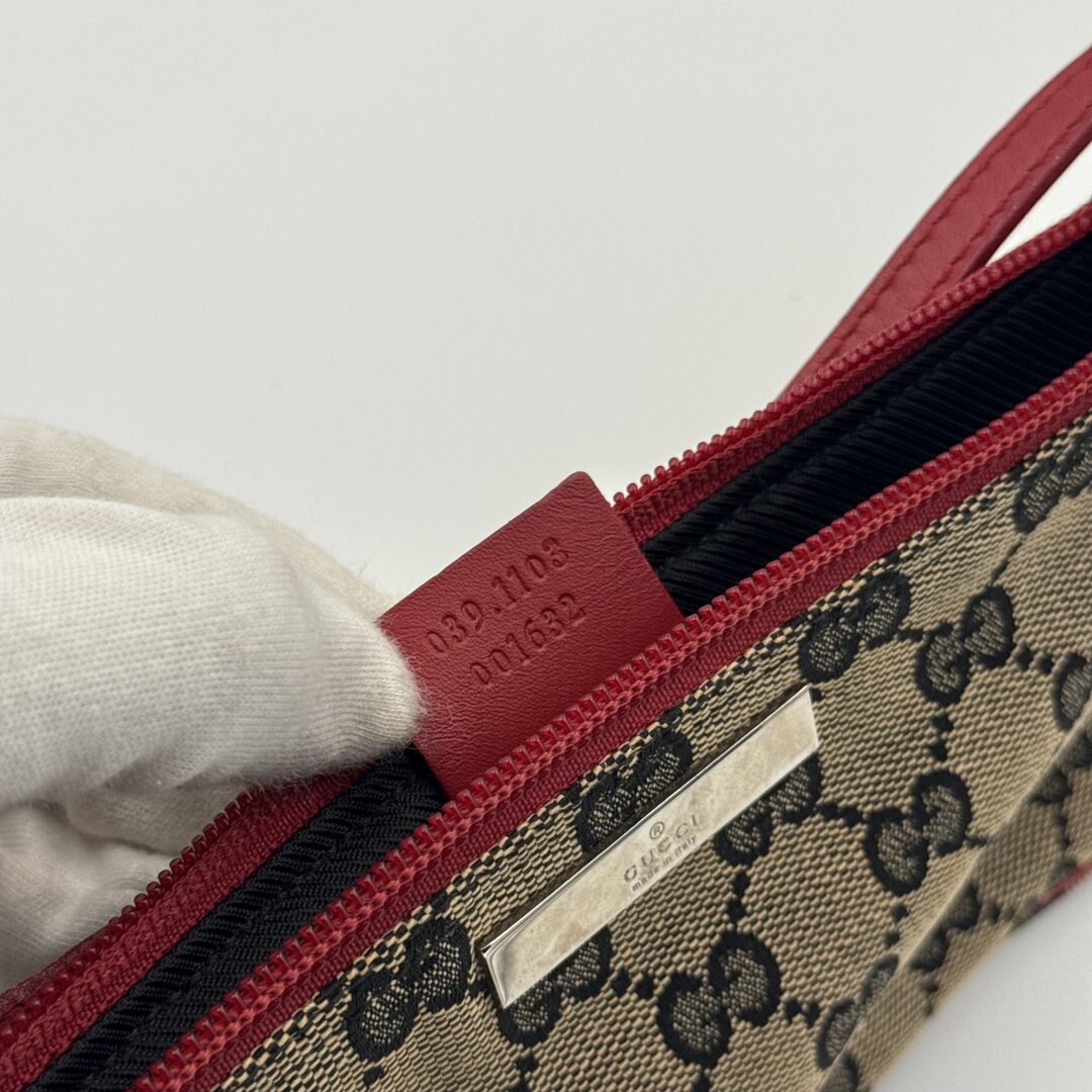 Gucci Monogram Red Boat Pochette Handbag